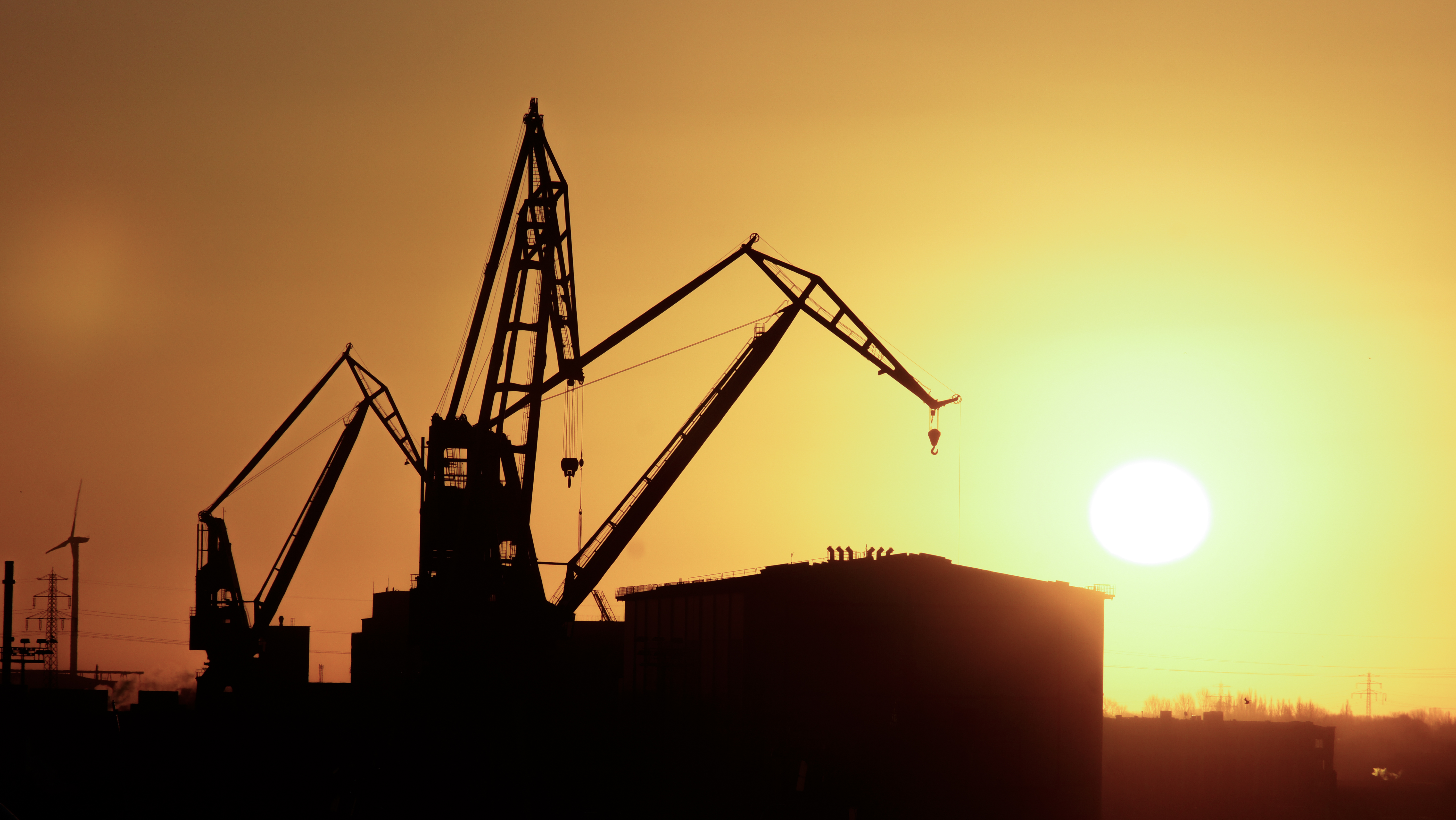 Silhouette of a floating crane